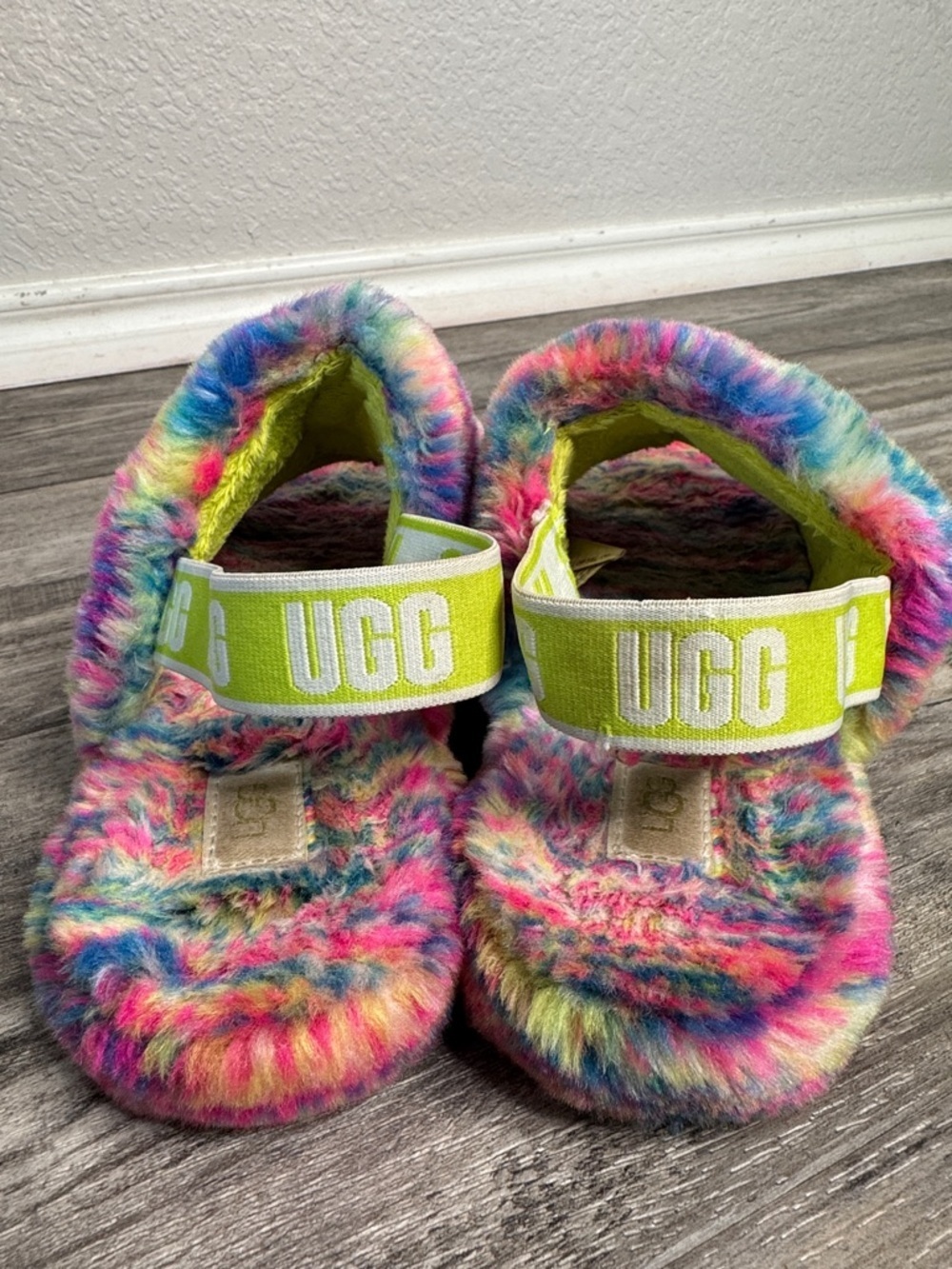 Ugg Fluff Yeah Slide Slippers Pixelate Size 6 Multicolor Tie Dye - Picture 3 of 6